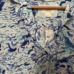 Maeve Blue and Teal Patterned Casual Shirt